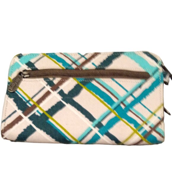 Thirty One Perfect Cents Wallet Blue &Green Sea Plaid Pattern -Retired! 31 Gift - Picture 2 of 3